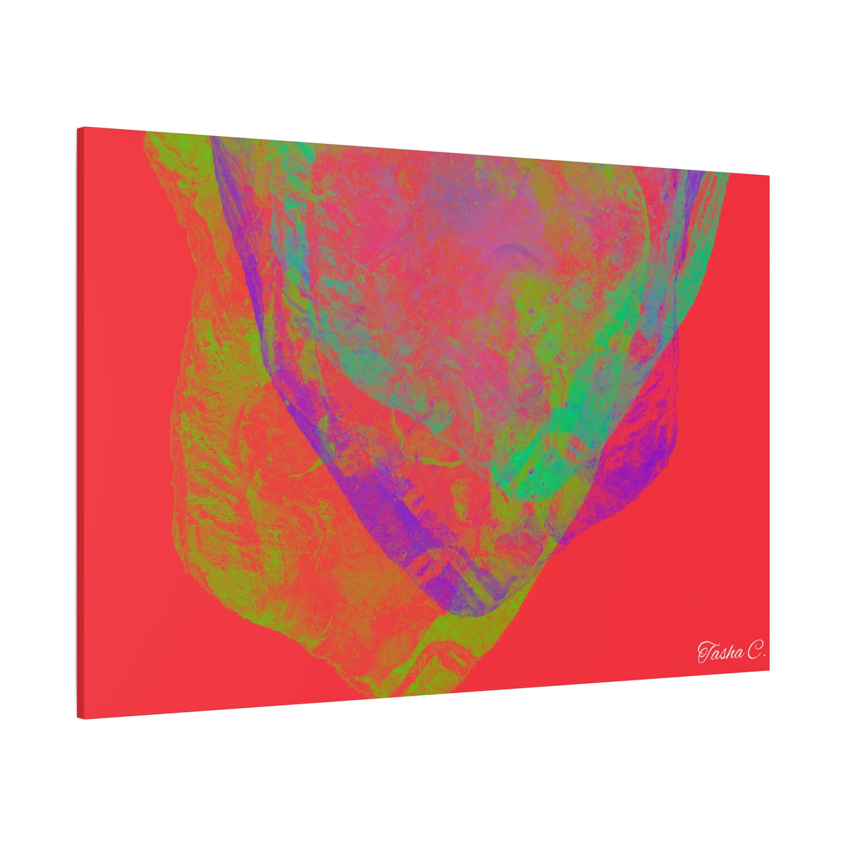 Original Neon Abstract Face Matte Canvas - Luxury Extra Large Wall Art - 60x40