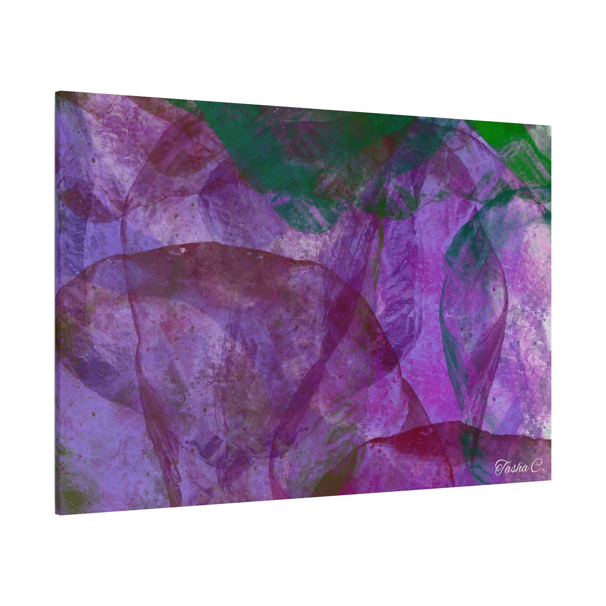 Original Abstract Purple Green Matte Canvas - Luxury Extra large Wall Art - 60x40