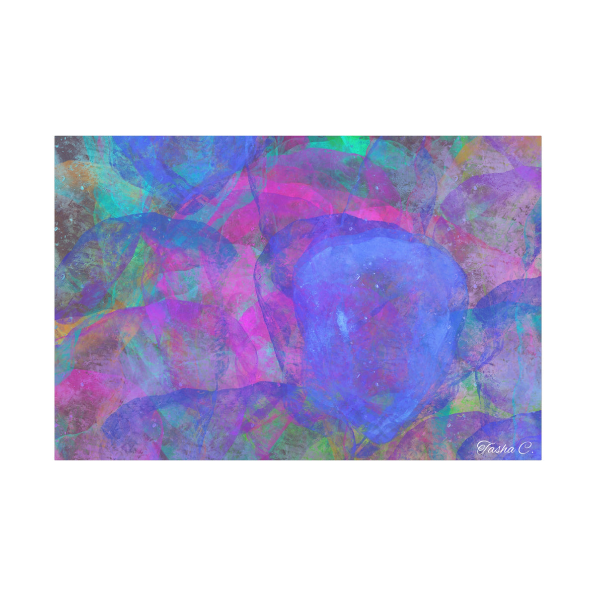 Original Abstract Blue Purple Watercolor Matte Canvas - Luxury Extra large Wall Art - 60x40
