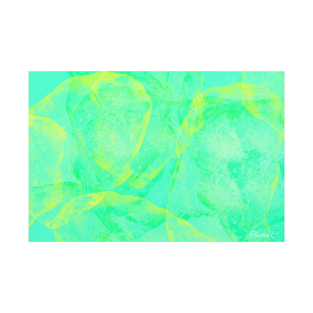 Original Aqua Seafoam Abstract Art Matte Canvas - Luxury Extra large Wall Art - 60x40