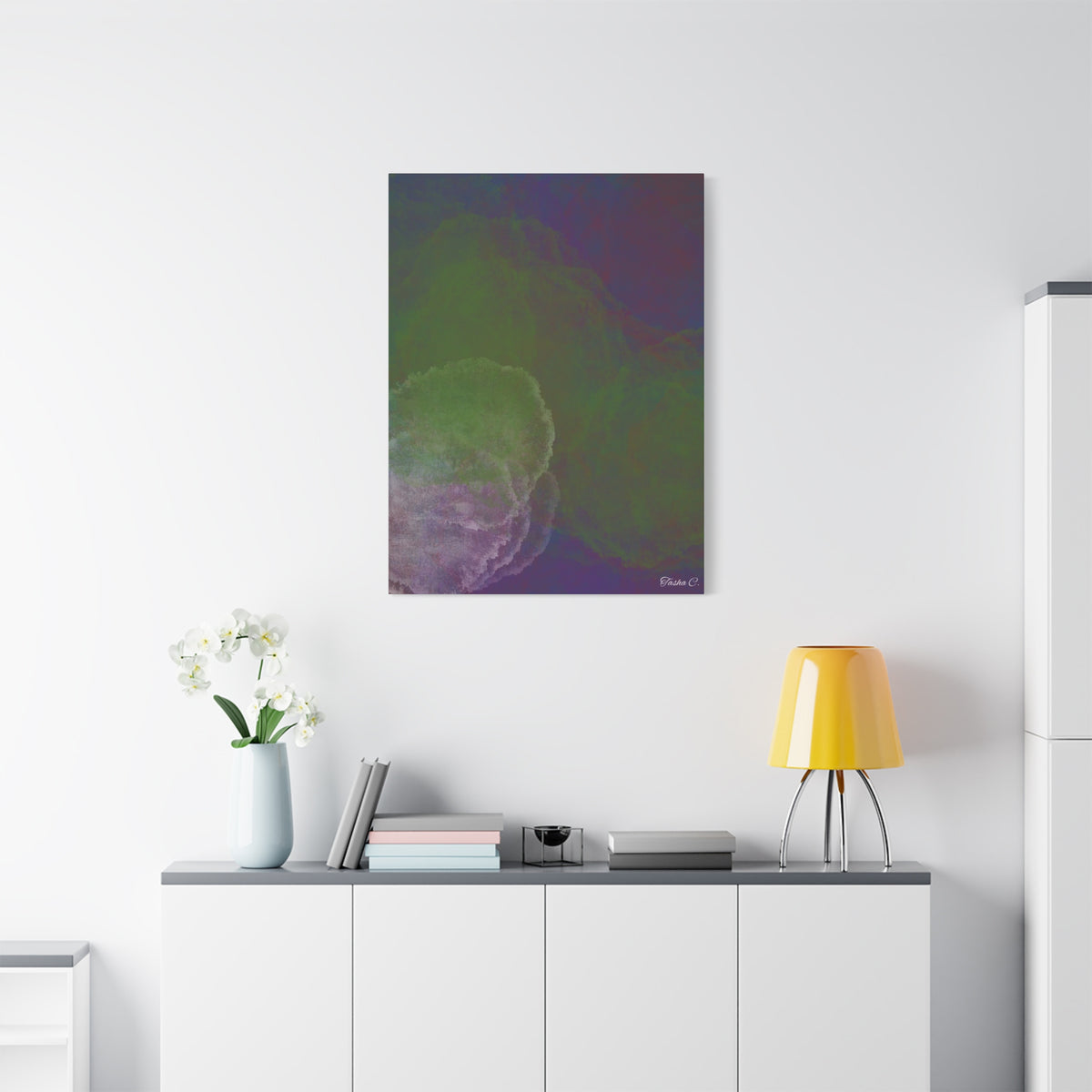 Abstract Green Purple Nebula Matte Canvas - Extra Large Wall Art - 30x40in