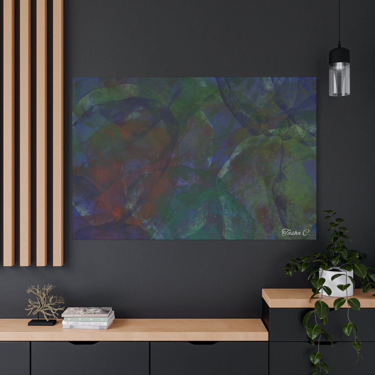 Original Abstract Green Blue Red Texture Matte Canvas - Luxury Extra Wall Art-60x40