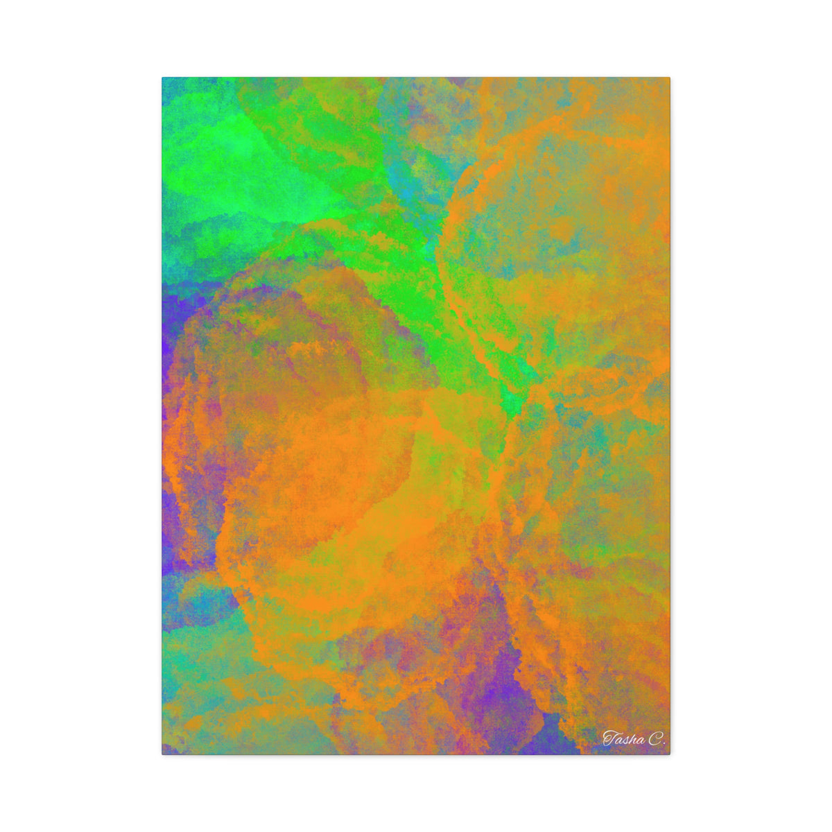 Original Abstract Neon Marble - Extra Large Wall Art - 30x40in