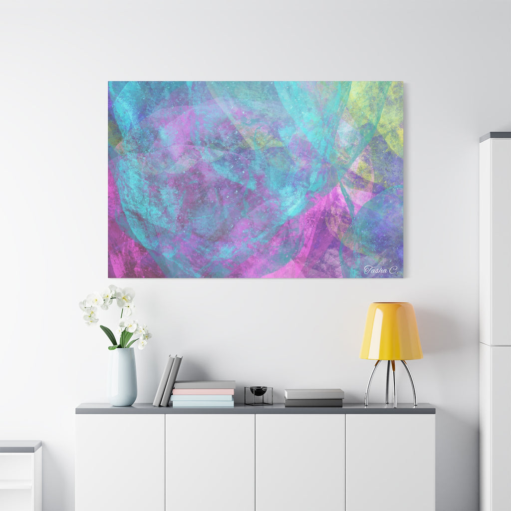 Original Abstract Teal Purple Watercolor Canvas - Luxury Extra large Wall Art - 60x40