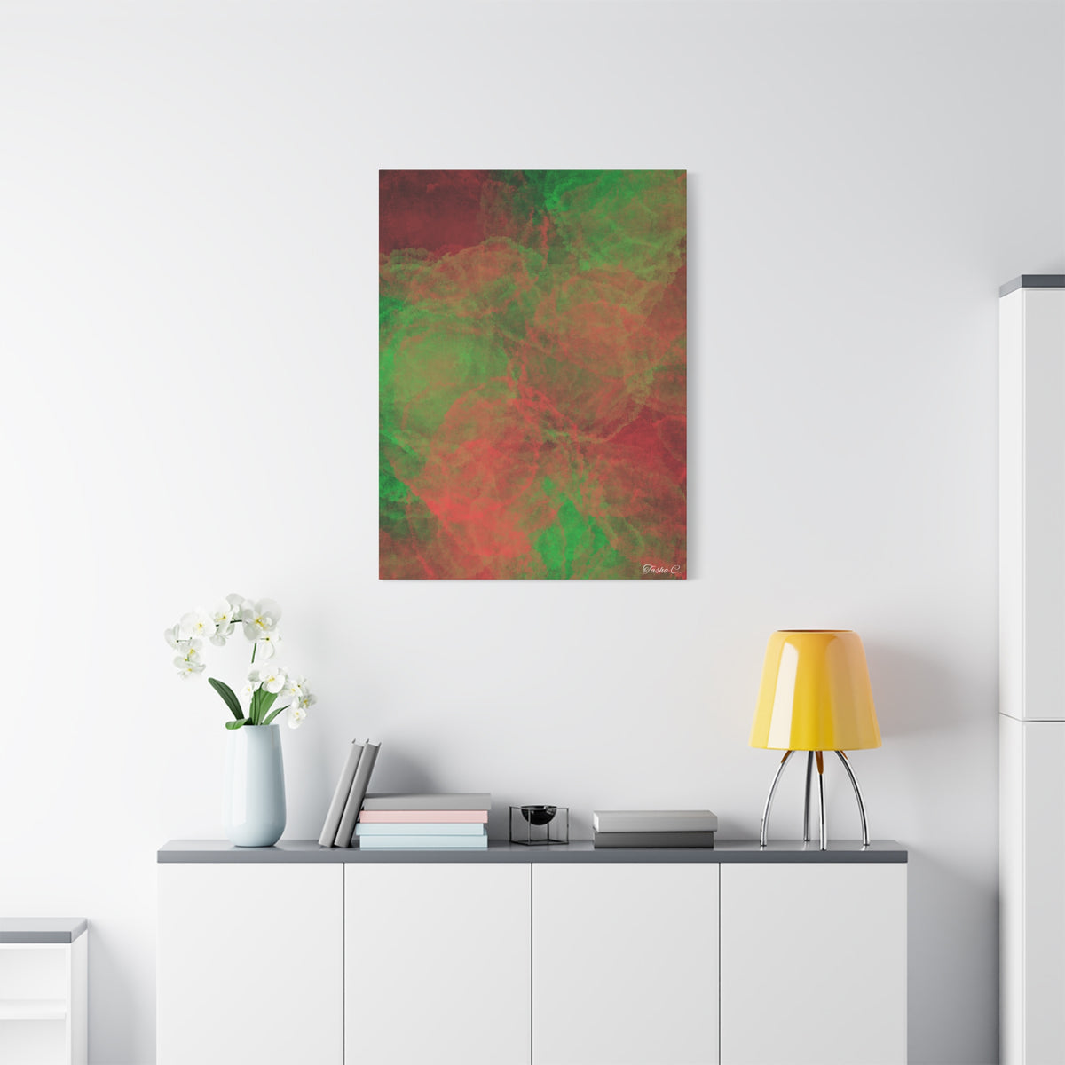 Abstract Red Green Smoke Canvas - Extra Large Wall Art - 30x40in