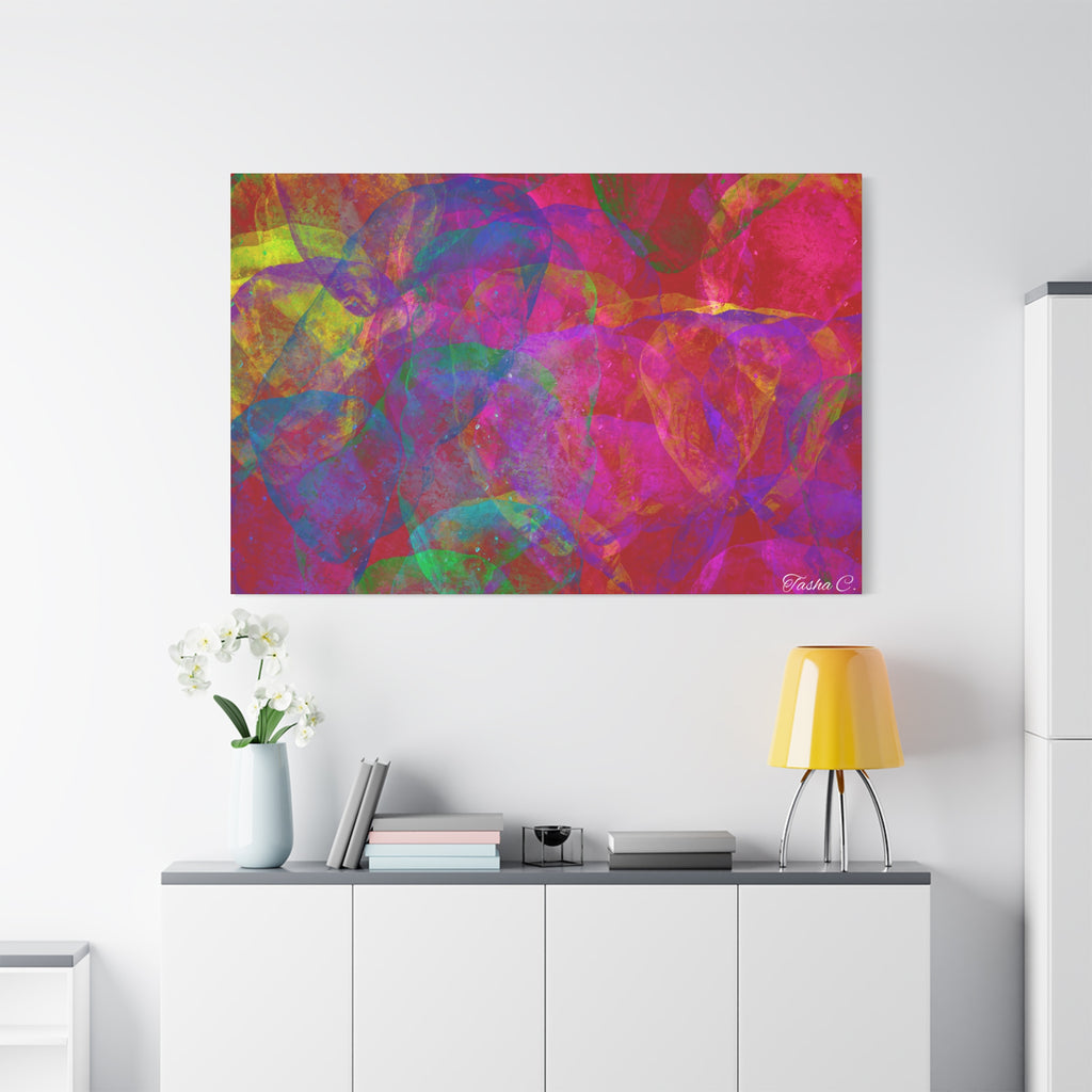 Original Abstract Neon Bubbles Matte Canvas - Luxury Extra large Wall art - 60x40