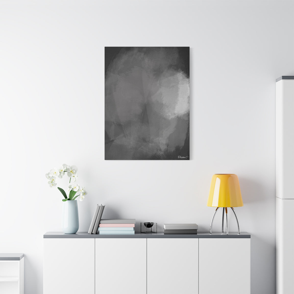 Abstract Gray Watercolor Canvas - Extra Large Wall Art - 30x40in