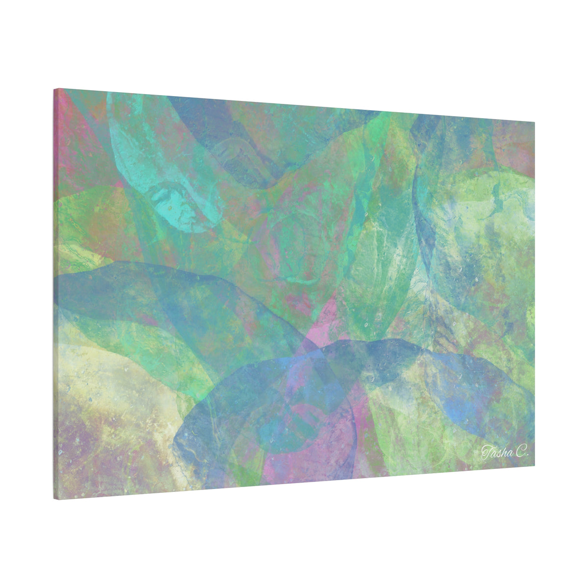 Original Abstract Pastel Leaves Matte Canvas - Luxury Extra large Wall Art - 60x40