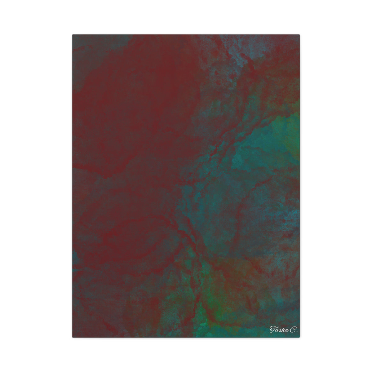 Original Abstract Red Green Marble - Extra Large Wall Art - 30x40in