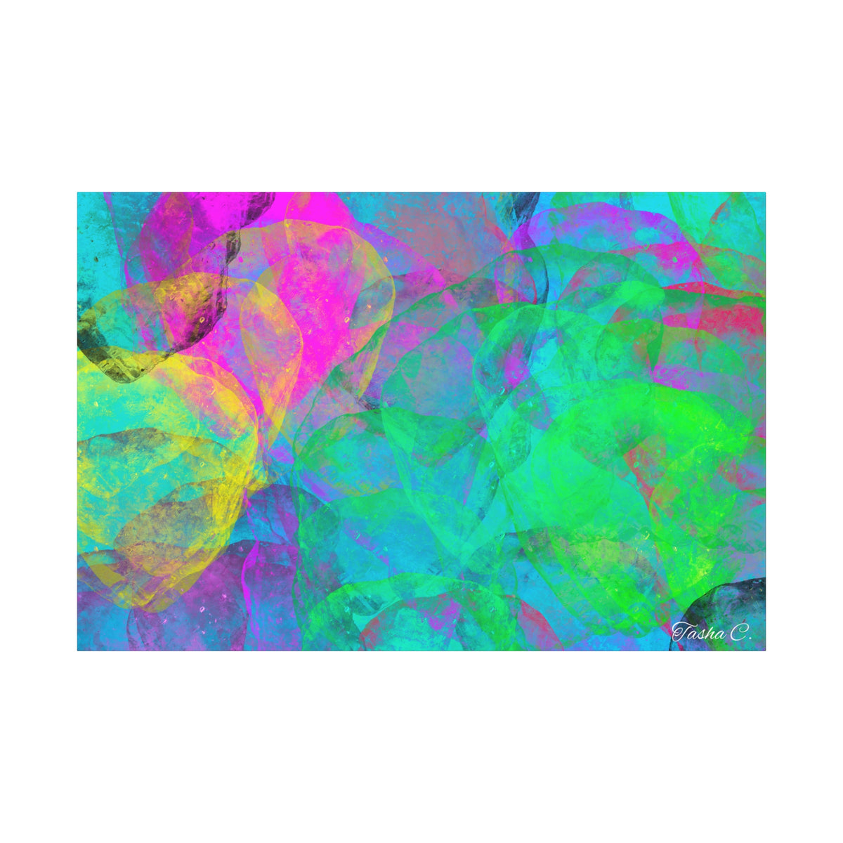 Original Colorful Abstract Bubbles Matte Canvas - Luxury Extra large Wall Art 60x40