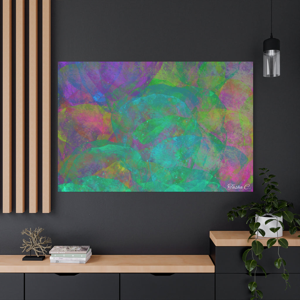 Original Abstract Colorful Circles Matte Canvas - Luxury Extra large Wall Art - 60x40