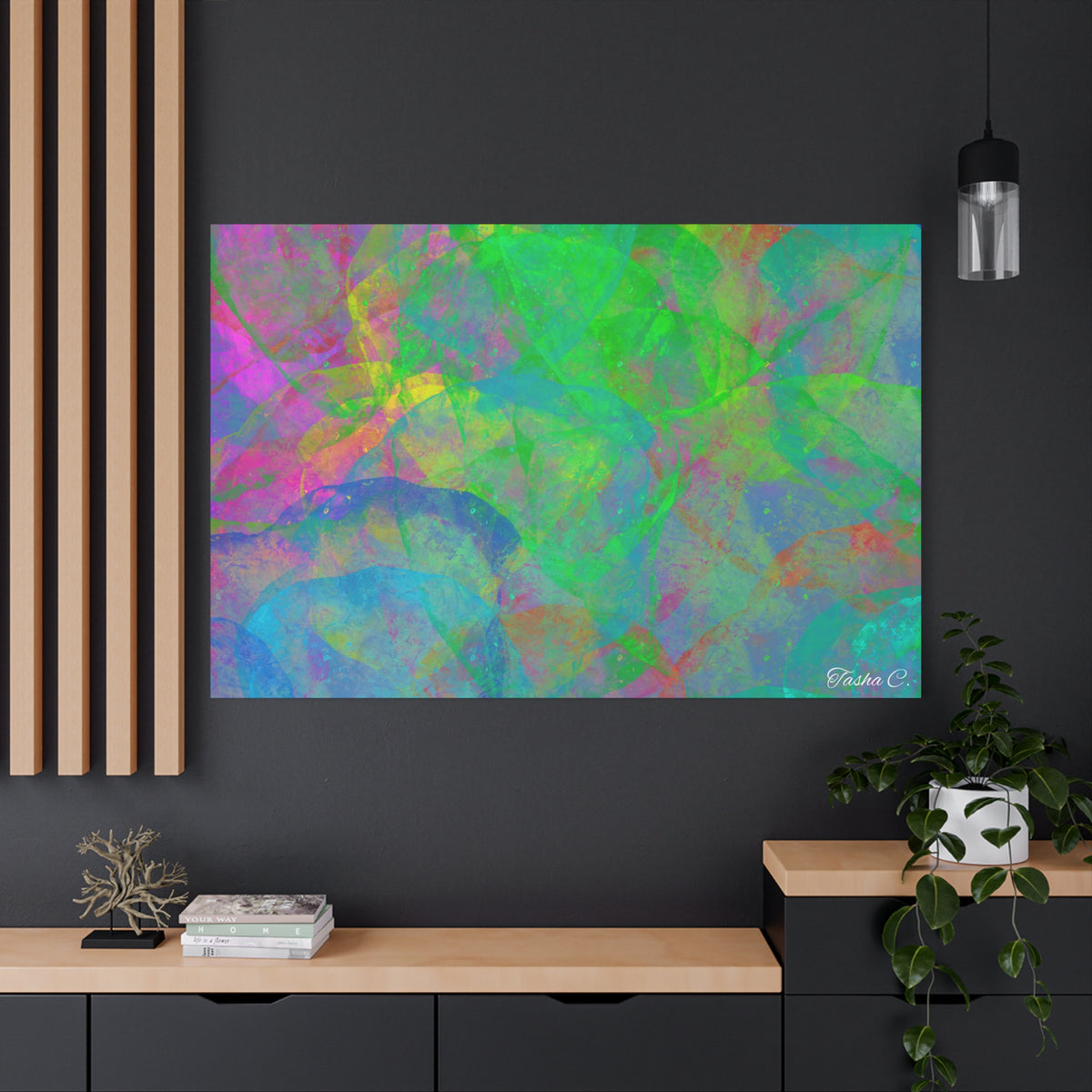 Original Abstract Watercolor Circles Matte Canvas - Luxury Extra large Wall art - 60 x 40