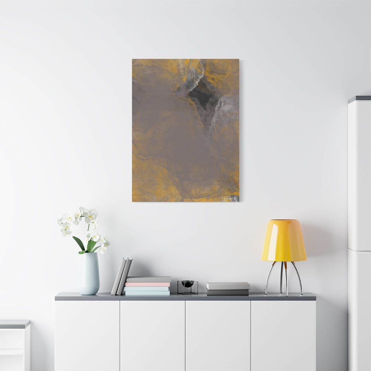 Original Abstract Gold and Gray Marble Canvas - Extra Large Wall Art - 30x40in