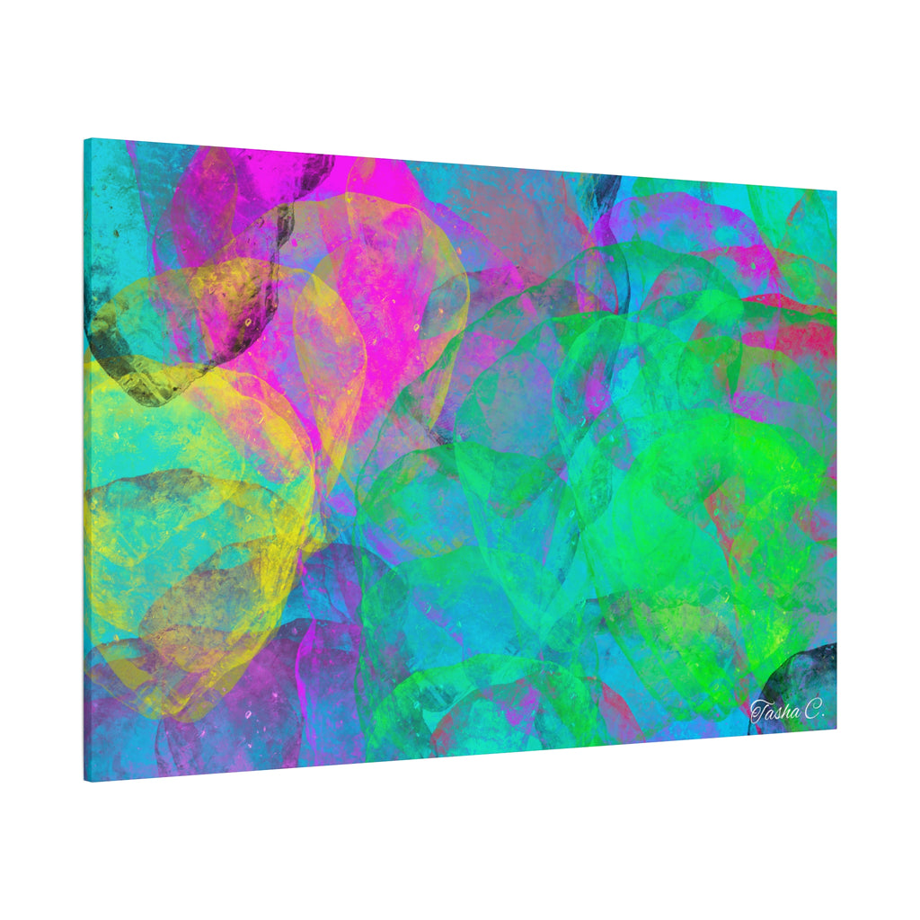 Original Colorful Abstract Bubbles Matte Canvas - Luxury Extra large Wall Art 60x40