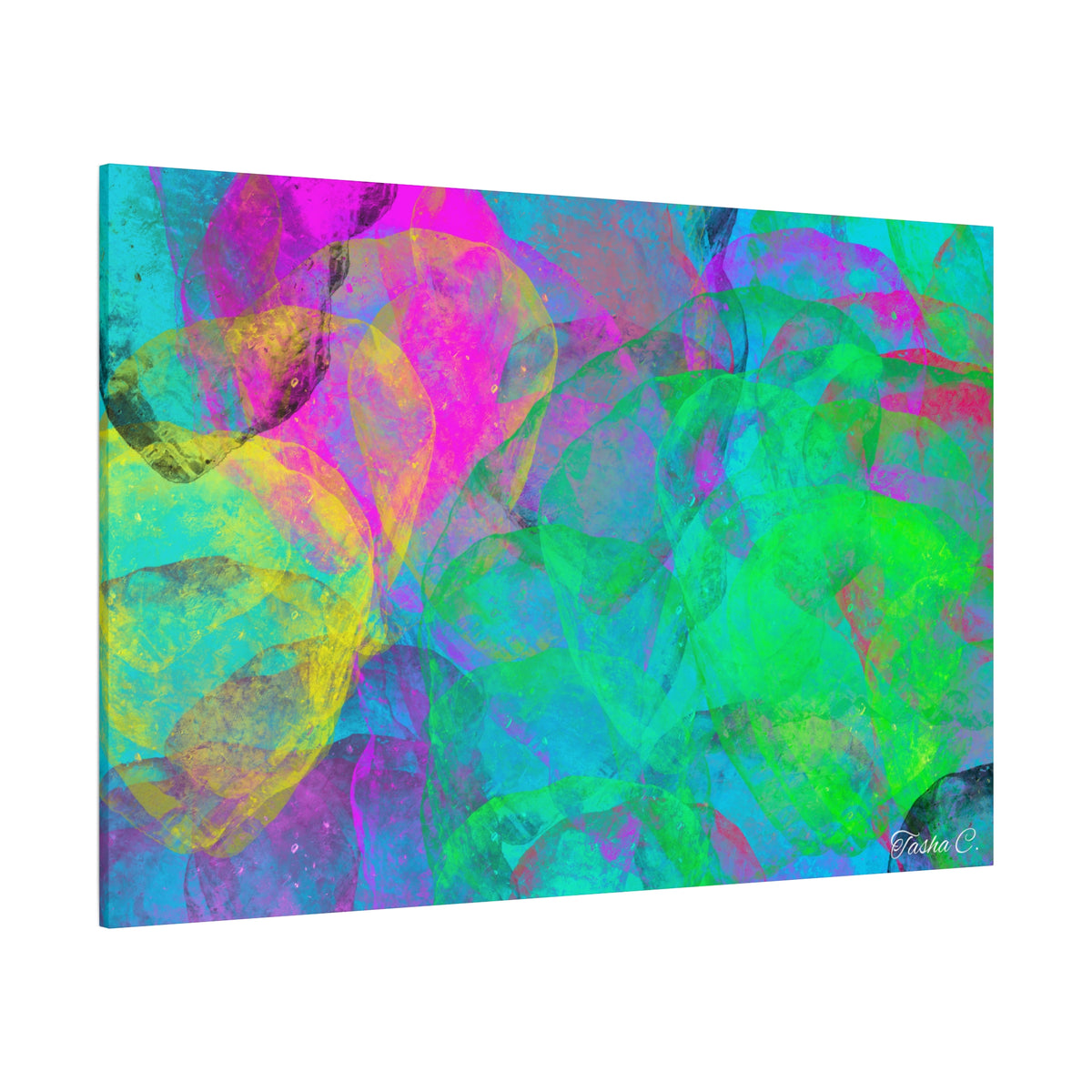 Original Colorful Abstract Bubbles Matte Canvas - Luxury Extra large Wall Art 60x40
