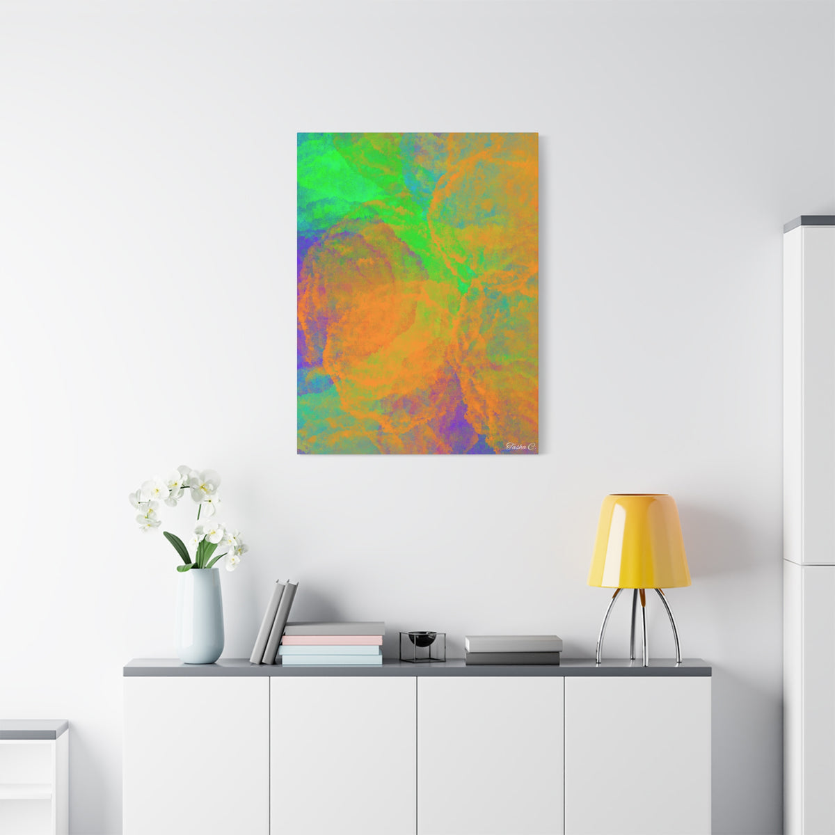 Original Abstract Neon Marble - Extra Large Wall Art - 30x40in