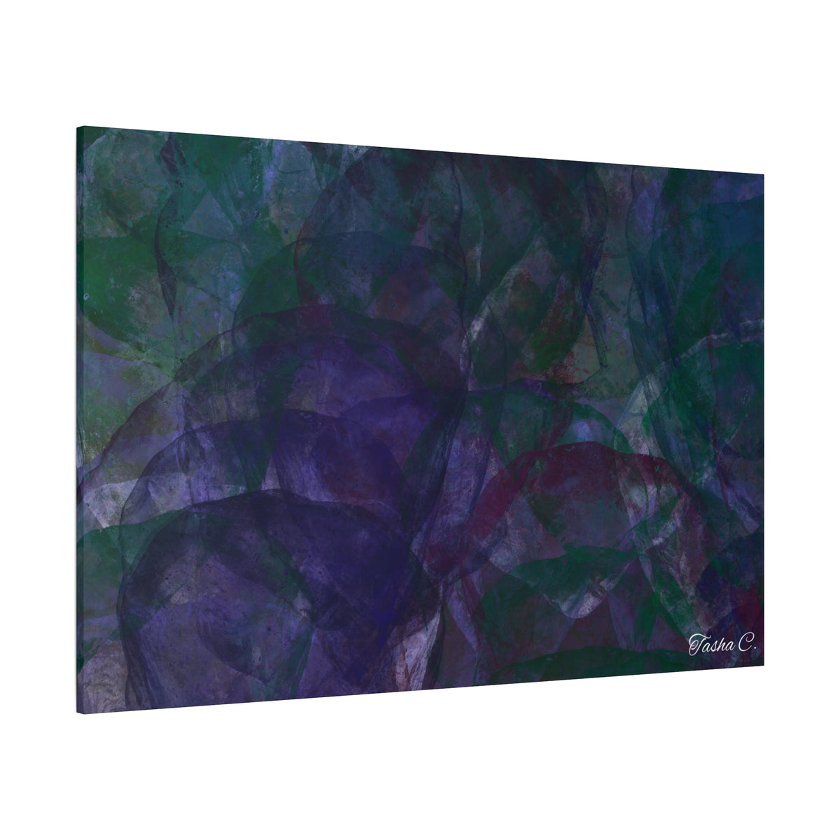 Original Abstract Purple Green Swirl Matte Canvas - Luxury Extra large Wall Art - 60x40