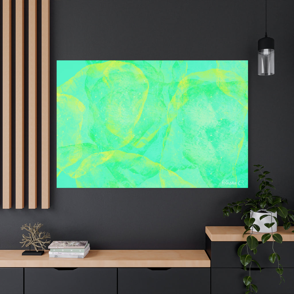Original Aqua Seafoam Abstract Art Matte Canvas - Luxury Extra large Wall Art - 60x40