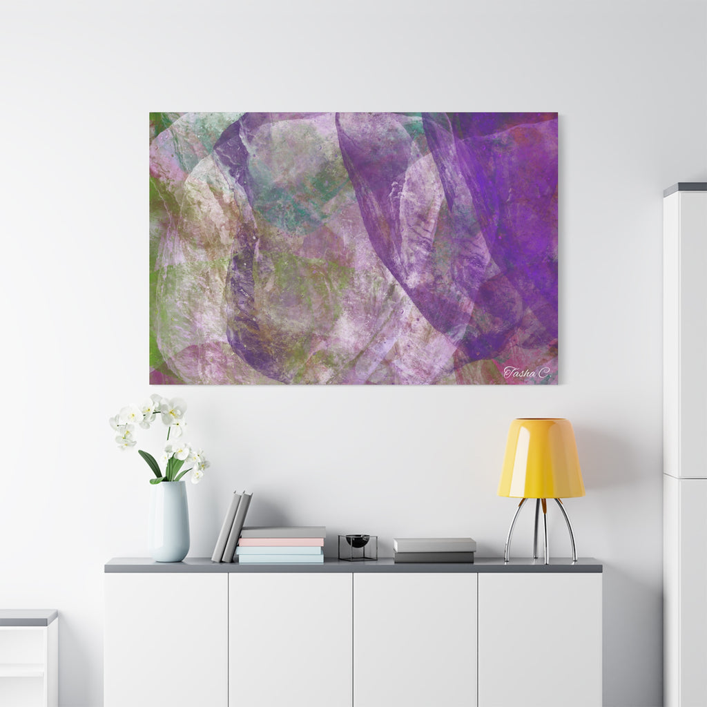 Original Abstract Purple Green Overlay Canvas - Luxury Extra large Wall Art - 60x40