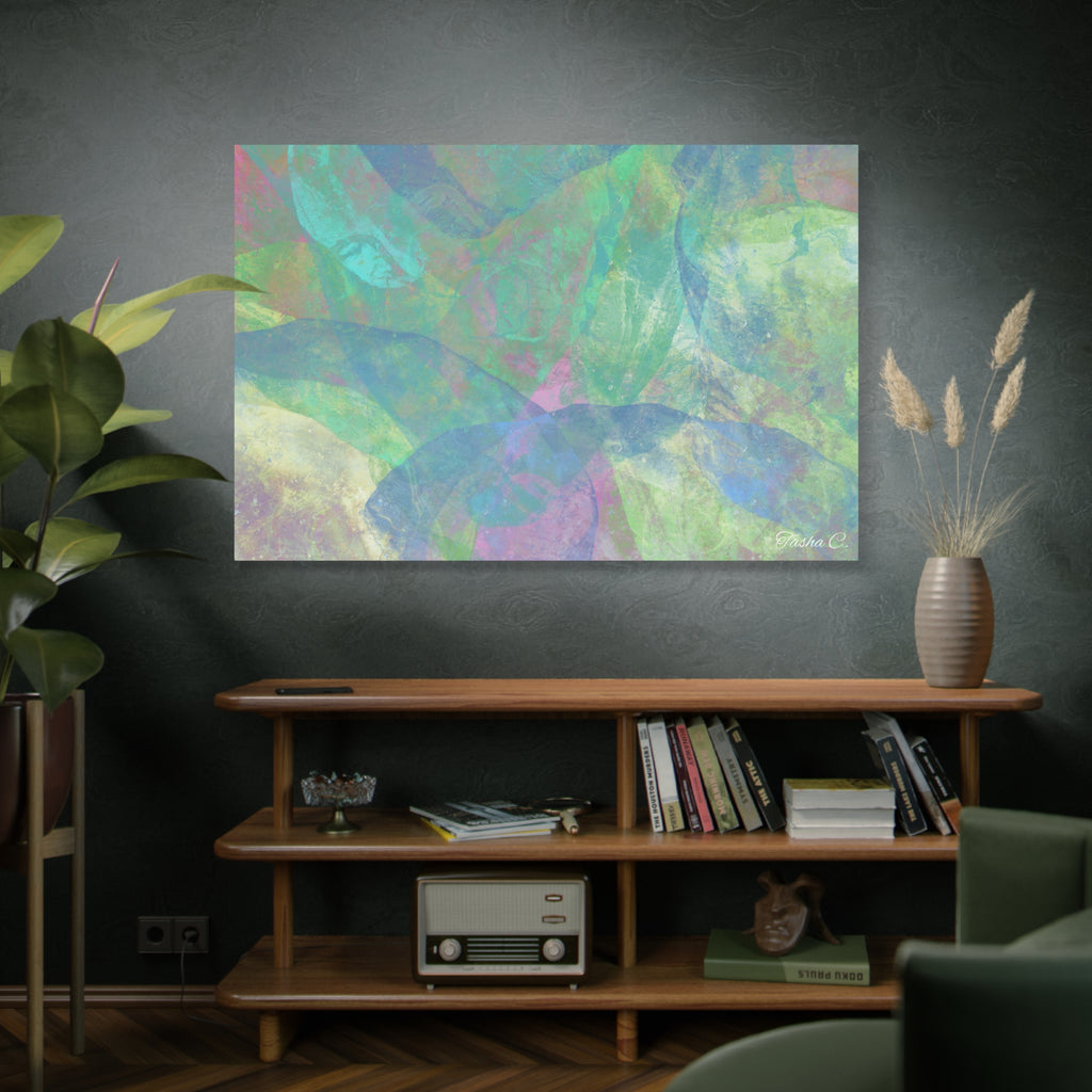 Original Abstract Pastel Leaves Matte Canvas - Luxury Extra large Wall Art - 60x40