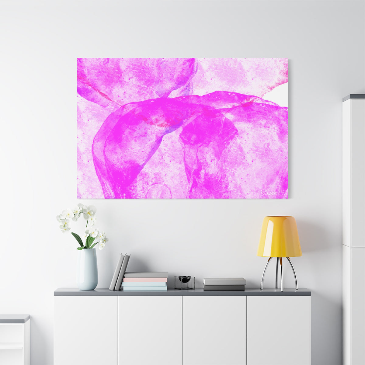 Original Pink Abstract Watercolor Swirl Canvas - Luxury Extra large Wall Art - 60x40