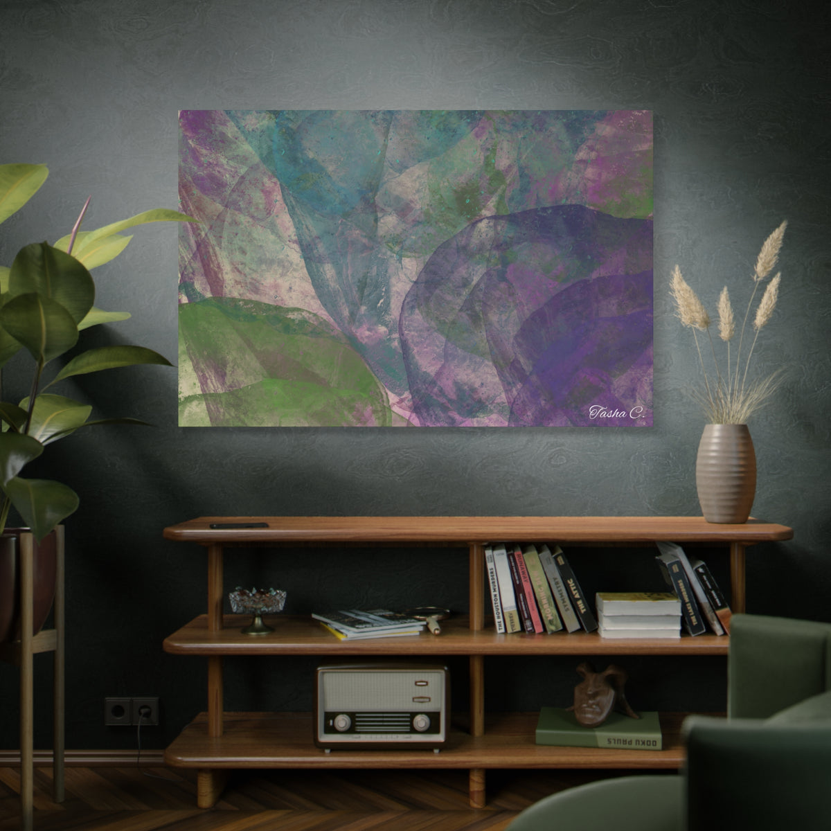 Original Abstract Floral Watercolor Matte Canvas - Luxury Extra large Wall Art - 60x40
