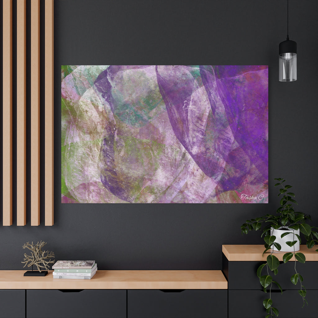 Original Abstract Purple Green Overlay Canvas - Luxury Extra large Wall Art - 60x40