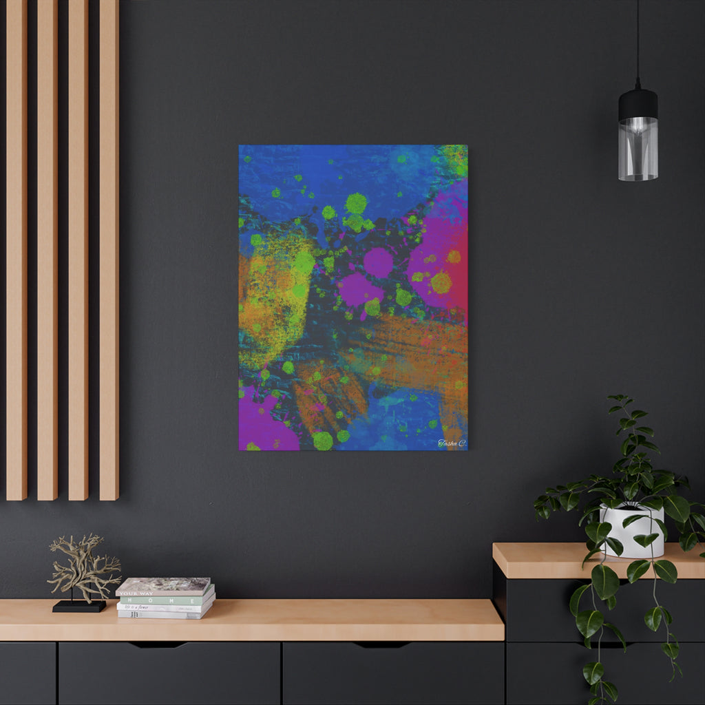 Abstract Neon Paint Splatter Matte Canvas - Extra Large Wall Art - 30x40in