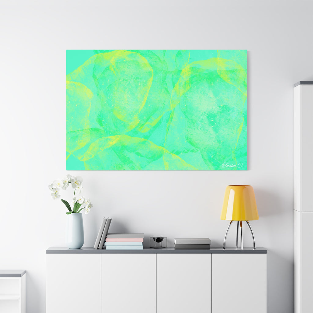 Original Aqua Seafoam Abstract Art Matte Canvas - Luxury Extra large Wall Art - 60x40