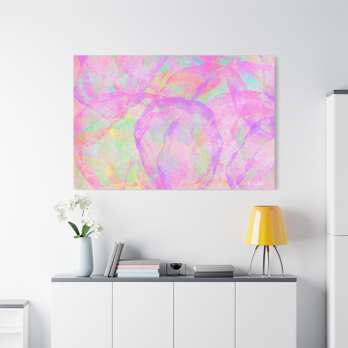 Original Pastel Bubble Abstract Matte Canvas - Luxury Extra large Wall Art - 60x40