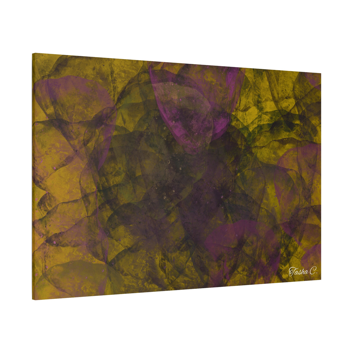 Original Abstract Purple and Gold Swirl Matte Canvas - Luxury Extra large Wall Art-60x40
