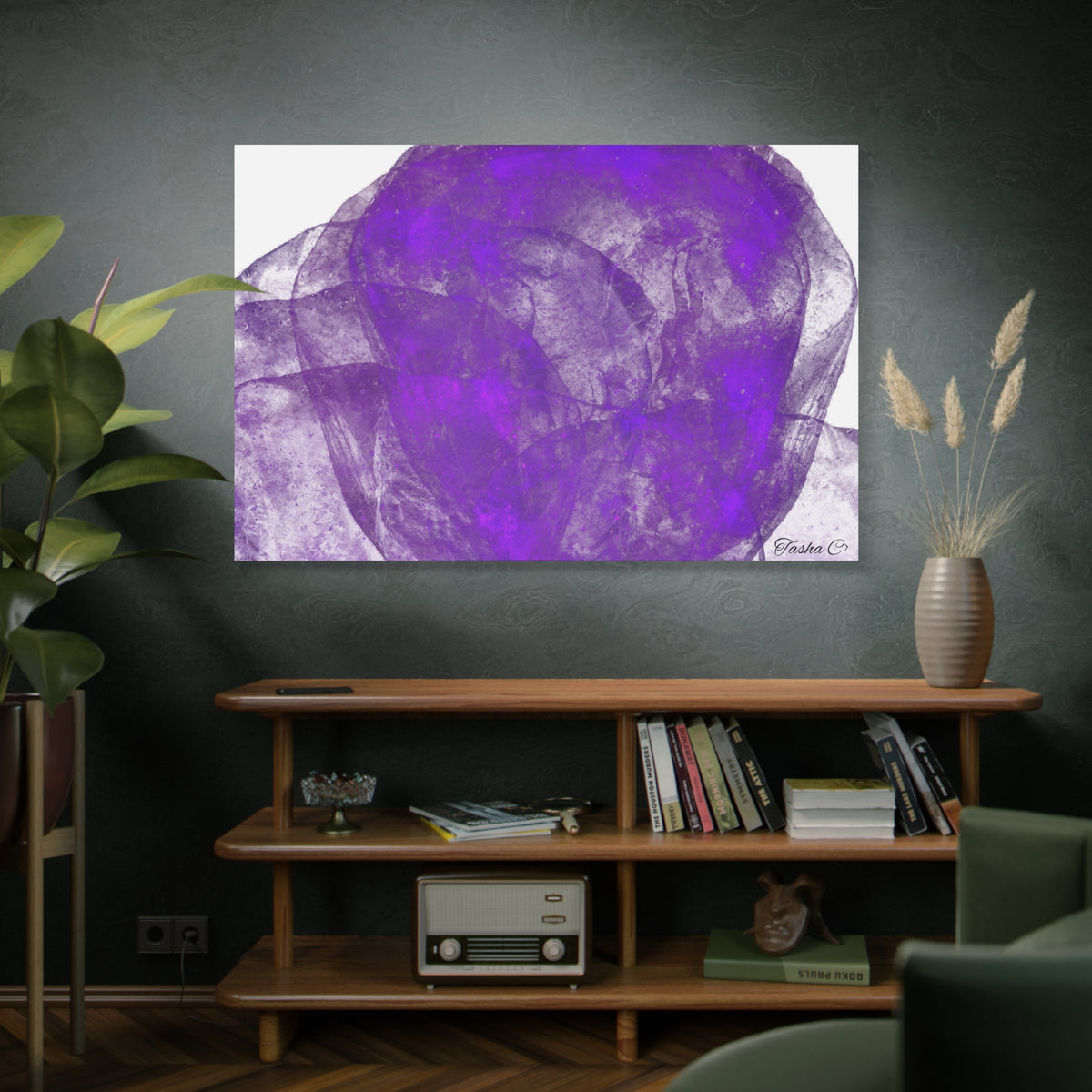 Original Abstract Purple Smoke Matte Canvas - Luxury Extra large Wall Art - 60x40