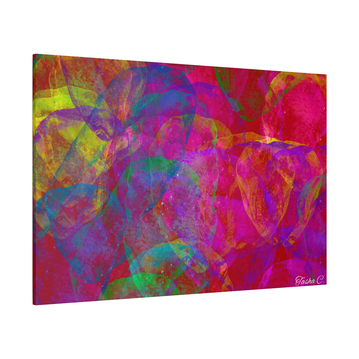 Original Abstract Neon Bubbles Matte Canvas - Luxury Extra large Wall art - 60x40