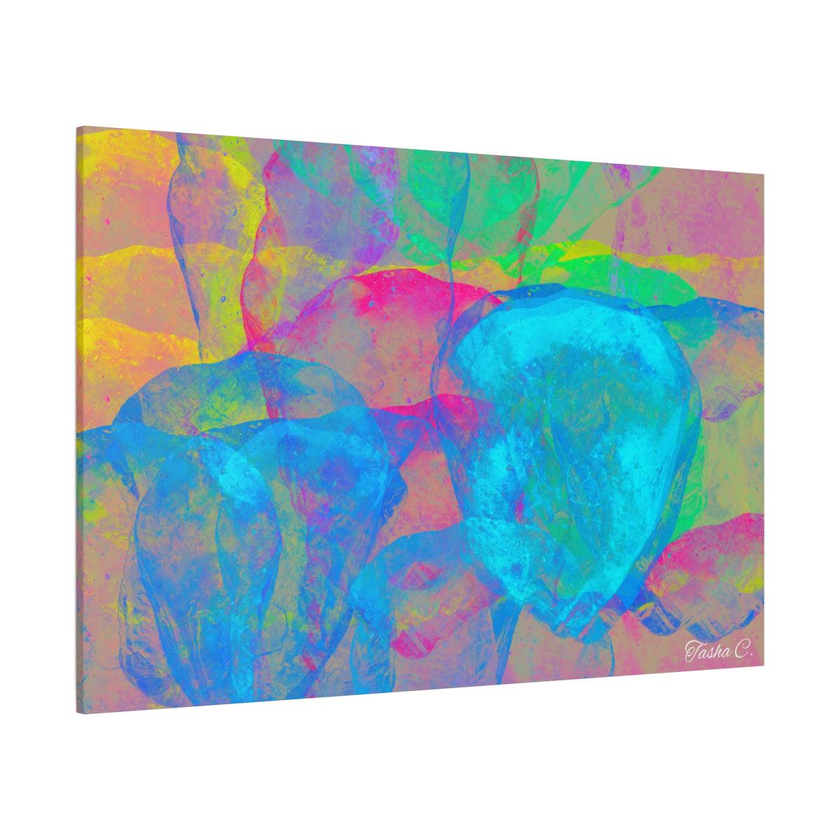 Original Neon Floral Abstract Matte Canvas - Luxury Extra large Wall Art - 60x40
