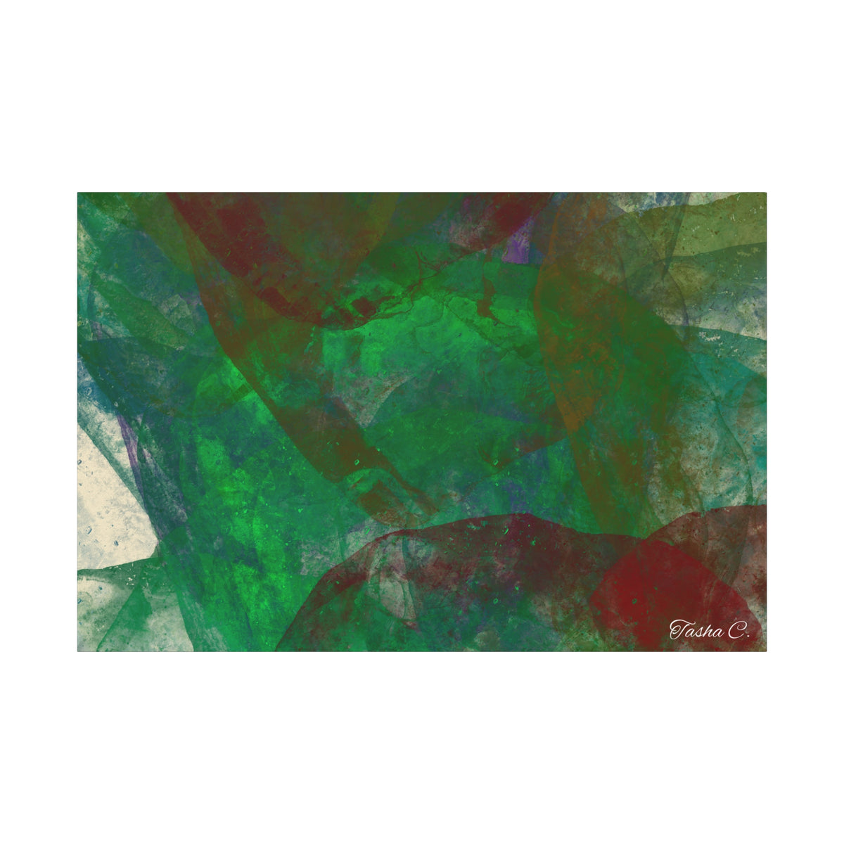 Original Abstract Green Swirl Matte Canvas - Luxury Extra large Wall Art - 60x40