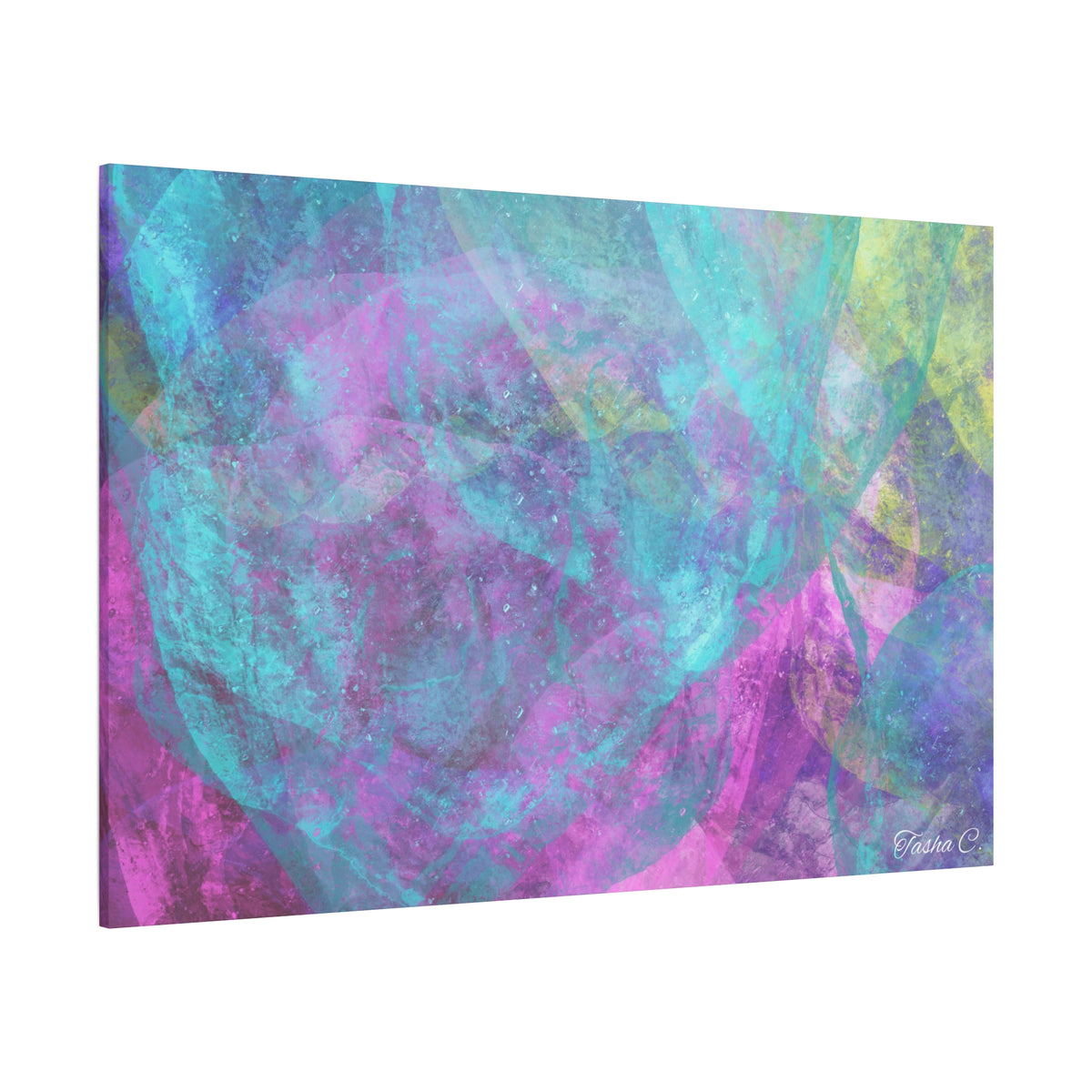 Original Abstract Teal Purple Watercolor Canvas - Luxury Extra large Wall Art - 60x40
