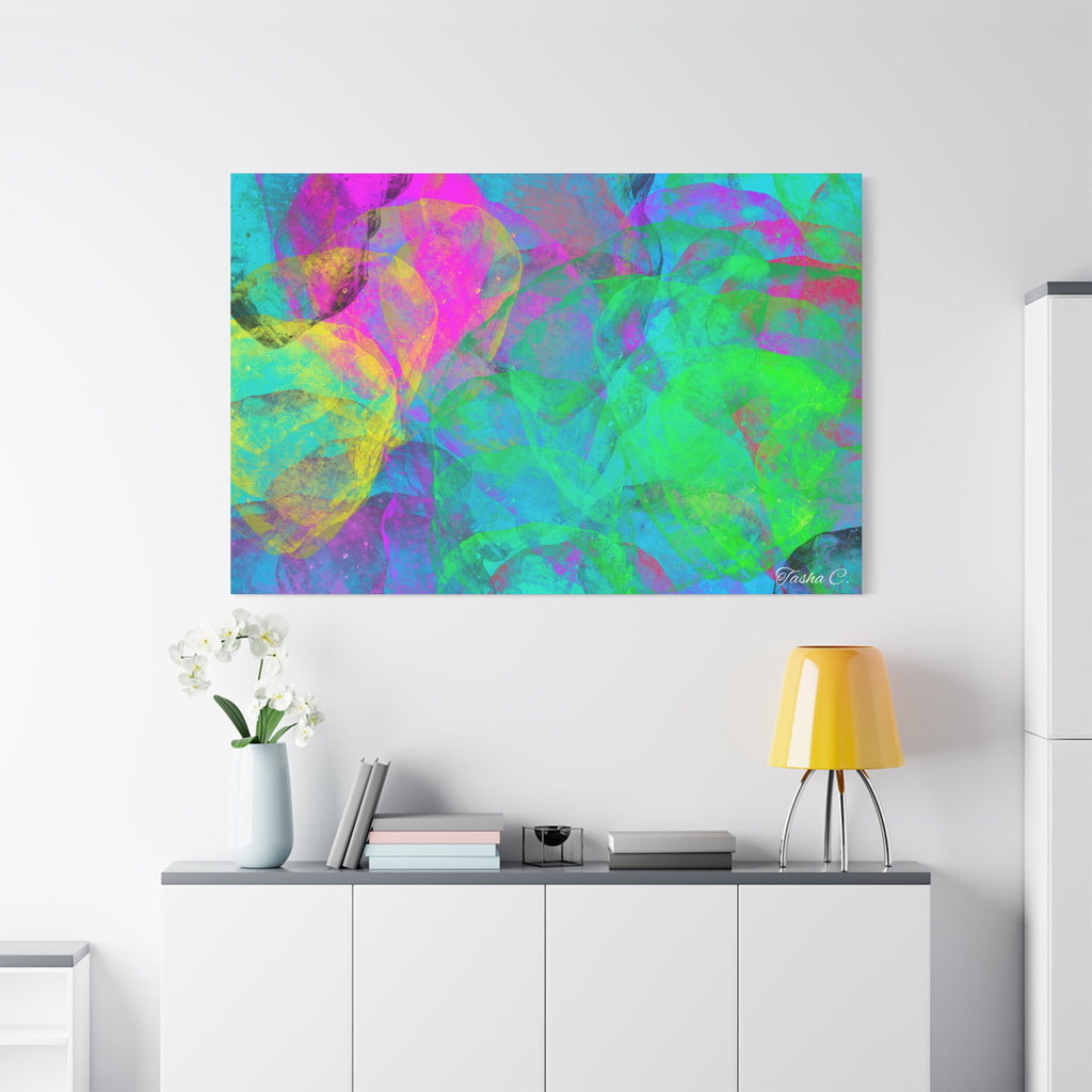 Original Colorful Abstract Bubbles Matte Canvas - Luxury Extra large Wall Art 60x40