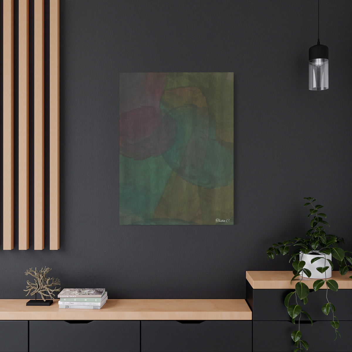 Abstract Green Teal Swirl Matte Canvas - Extra Large Wall Art - 30x40in