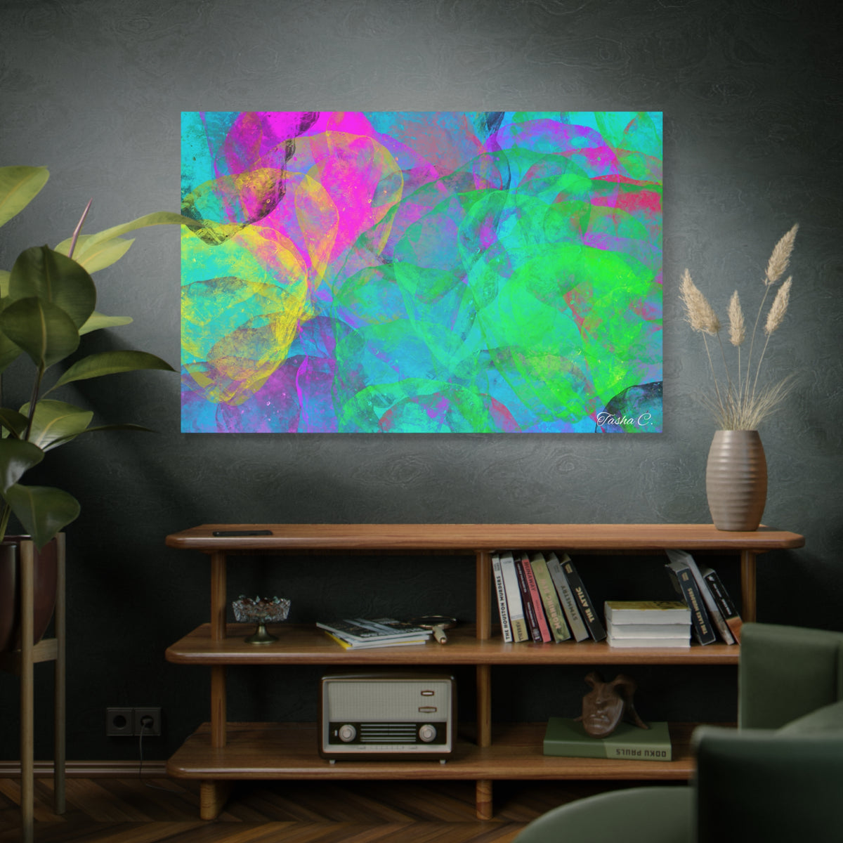 Original Colorful Abstract Bubbles Matte Canvas - Luxury Extra large Wall Art 60x40