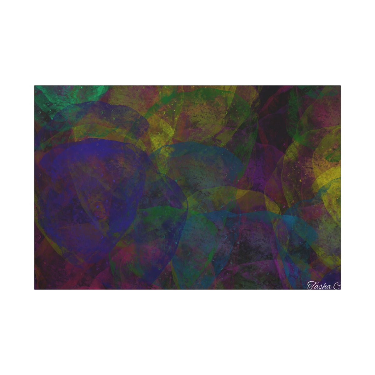 Original Abstract Colorful Overlapping Shapes Matte Canvas - Luxury Extra Large Wall Art - 60x40