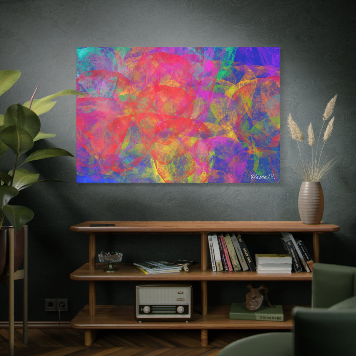 Original Abstract Colorful Circles Matte Canvas- Luxury Extra large Wall Art - 60x40
