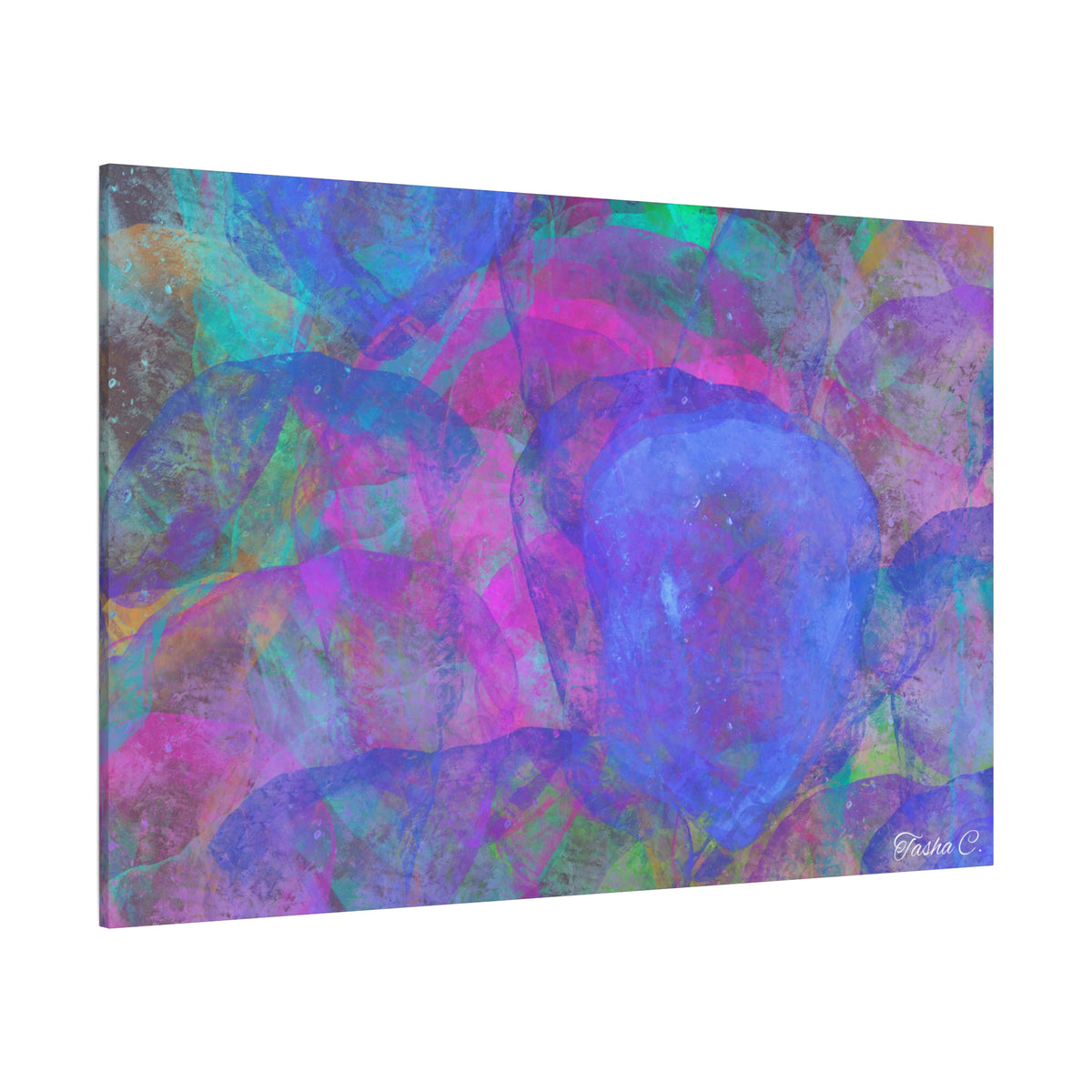 Original Abstract Blue Purple Watercolor Matte Canvas - Luxury Extra large Wall Art - 60x40