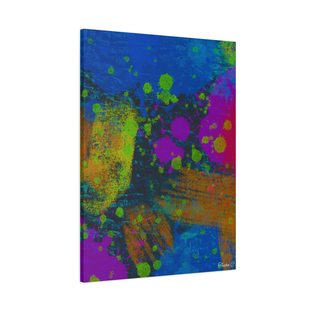 Abstract Neon Paint Splatter Matte Canvas - Extra Large Wall Art - 30x40in