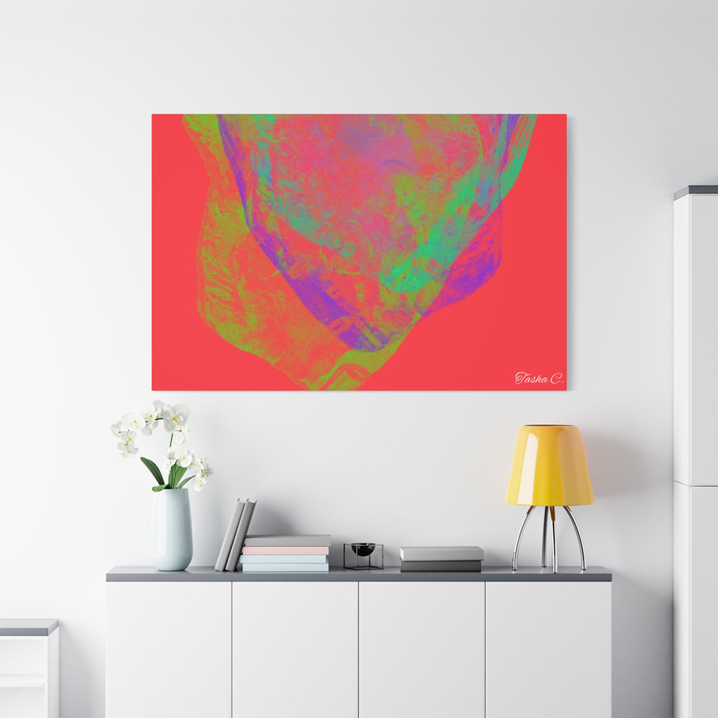 Original Neon Abstract Face Matte Canvas - Luxury Extra Large Wall Art - 60x40