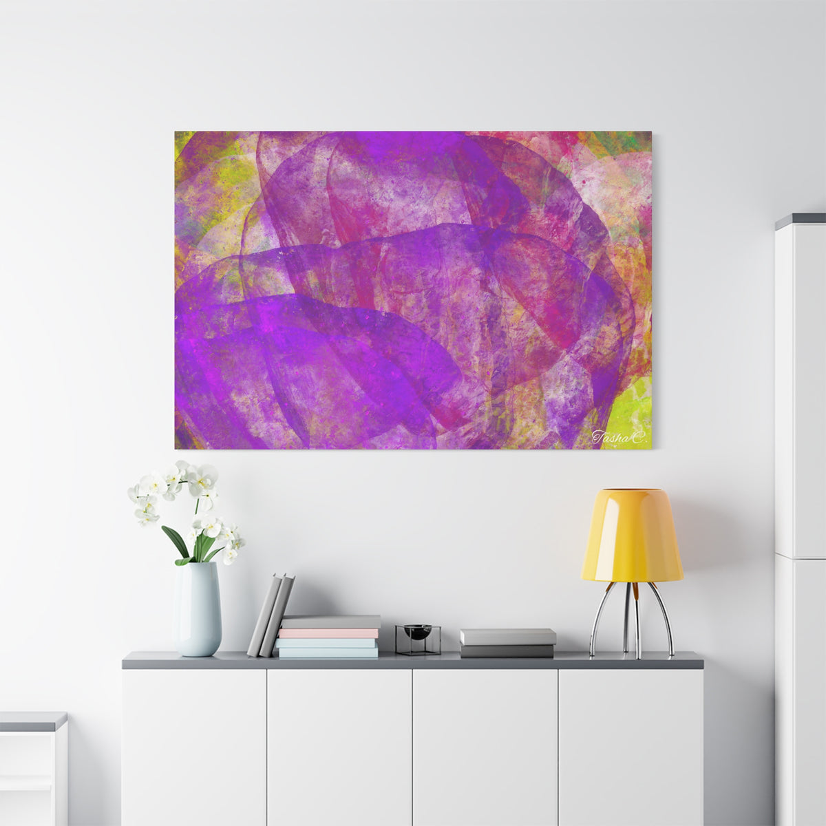 Original Abstract Purple Swirl Matte Canvas - Luxury Extra large Wall Art