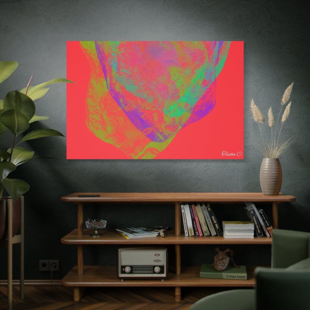 Original Neon Abstract Face Matte Canvas - Luxury Extra Large Wall Art - 60x40