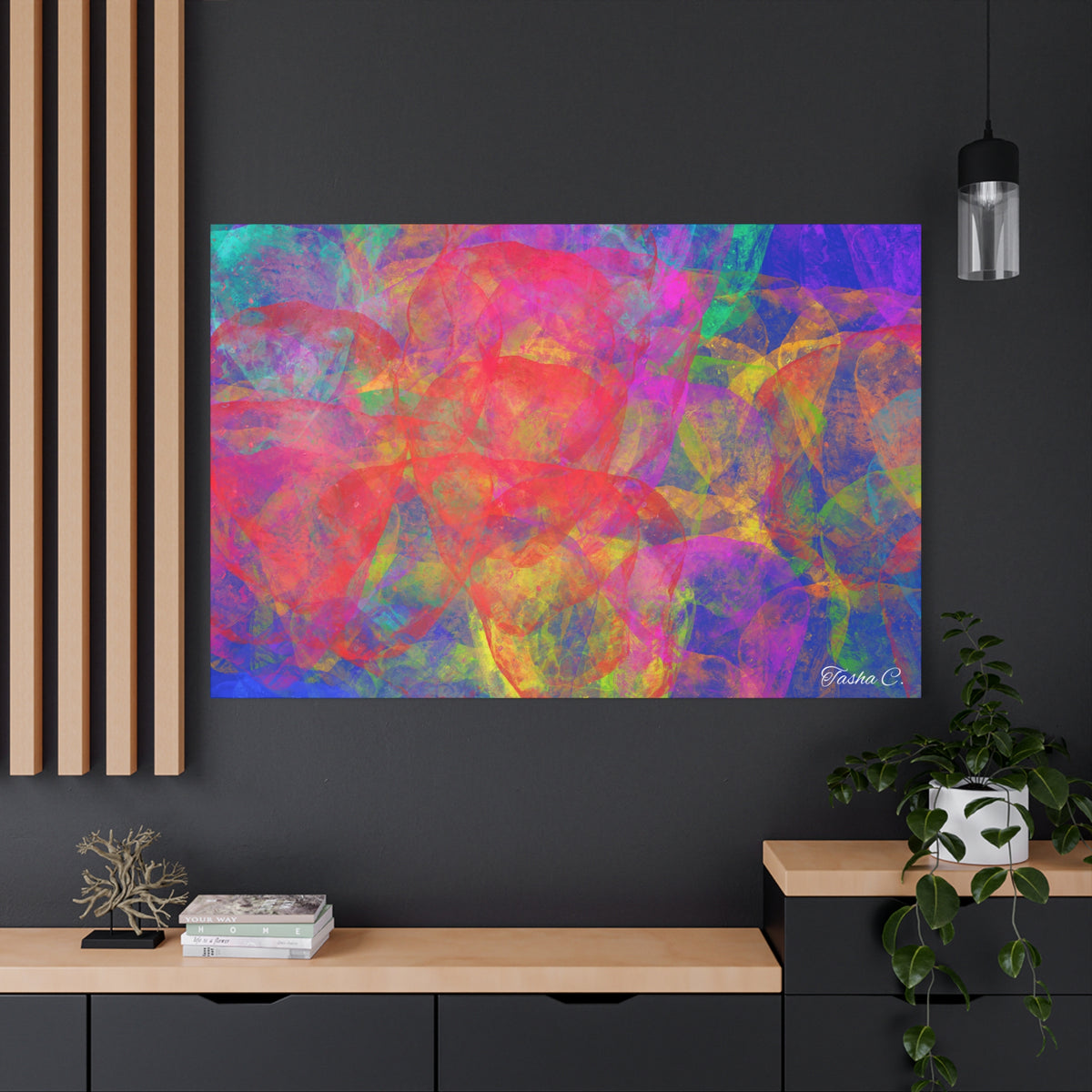 Original Abstract Colorful Circles Matte Canvas- Luxury Extra large Wall Art - 60x40