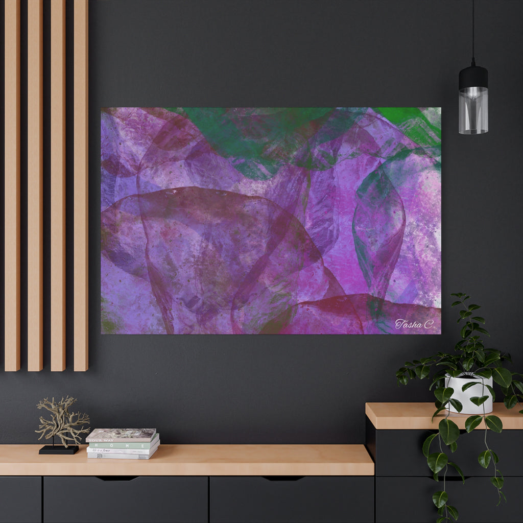 Original Abstract Purple Green Matte Canvas - Luxury Extra large Wall Art - 60x40