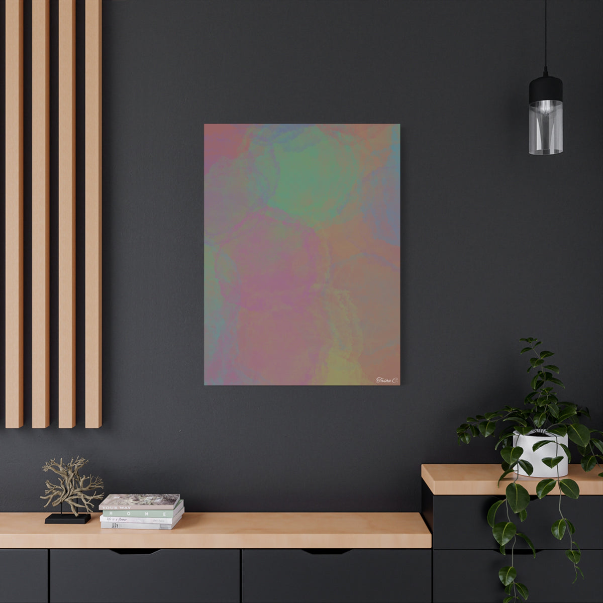 Original Abstract Pastel Circles Matte Canvas - Extra Large Wall Art - 30x40in